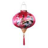 Farol De Seda China Con Estampado Floral De Pavo Real De 12