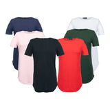 Kit 6 Camisas Masculina Basica Long Line Swag Algodão