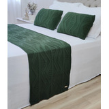 Peseira Manta Tricot Cama King 260x60 +2 Capa Almofada C11