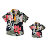 Polera Floral Hawaiana De Manga Corta Para Niños