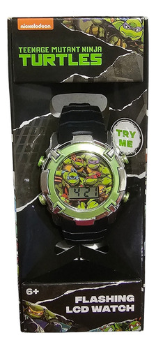 Reloj Lcd Ninja Turtles Con Luces Tortugas Ninja Color De La Correa Negro