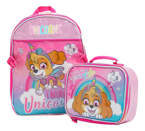 Mochila Paw Patrol Skye 17 Litros + Lonchera Original