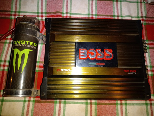 Combo Potencia Boss 1000 X 4 Con 2 Rca+cap Monster 2f 