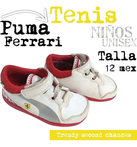 Tenis Blanco Puma Ferrari Niño Unisex. La Segunda Bazar