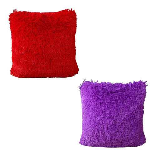 Set De 2 Cojines De Peluche Extrasuave Colores Surtido 65x65