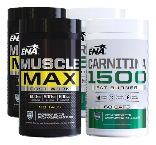 2 Muscle Max + 2 Carnitina Ena Crecimiento Muscular Definido