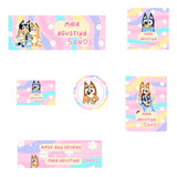 Stickers Imprimibles Personalizados Bluey Rosa