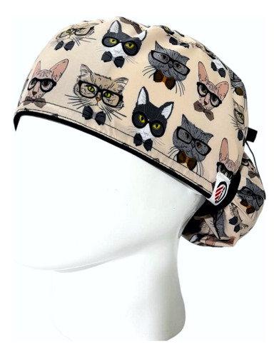 Gorro Quirúrgico Antifluido + Lanyard Gatos Con Gafas