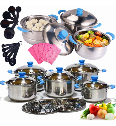 Batería De Cocina 5 Pzs Juego De Ollas Acero Inoxidable 410