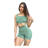 Conjunto Deportivo De Mujer Short Push Up Color Verde