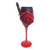 Taça Pombagira Preta E Vermelha Com Rosa De Tecido Engomado