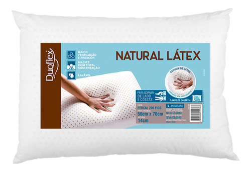 Travesseiro Natural Látex Perfil Médio 50x70x14 