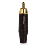 Plug Conector Rca Linha Ponta Gold 6mm - Preto - Kit 10