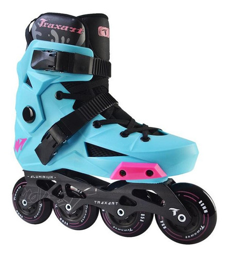 Patins Inline Freestyle Traxart Revolt Azul 80mm + Brinde