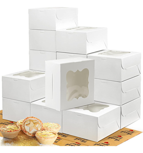 Mini Cajas Con Ventana Para Pasteles Donas Regalos Pan 50 Pz