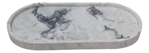Bandeja Ovalada Simil Marmol Carrara En Cemento 23 X 11