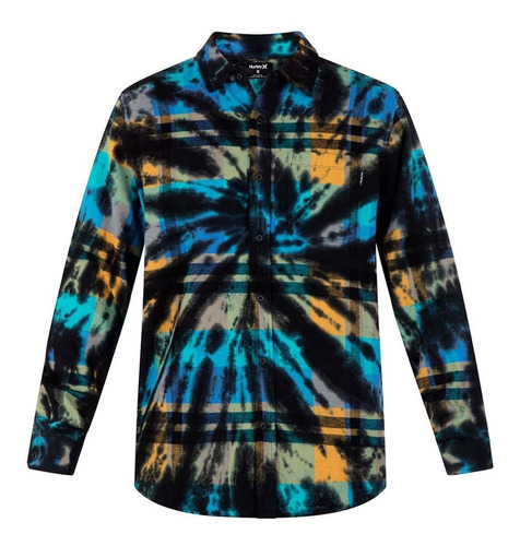 Camisa Portland Tiedye Aqua Black