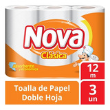 Toalla Papel Nova Clásica Super Absorbente 3x12mt