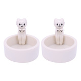 Candelabro De Resina Con Forma De Gato, 2 Unidades, Blanco