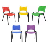 Kit Com 5 Cadeira Iso Comercial Empilhavel Coloridas