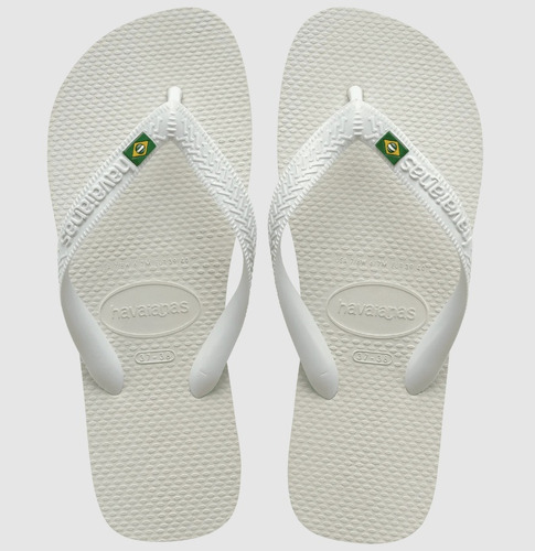 Ojotas Havaianas Brasil Blancas Originales Local A La Calle