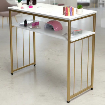 Mesa para manicura Modurac mu_VR90 color Oro Blanco Marmoleado | Meses sin interés
