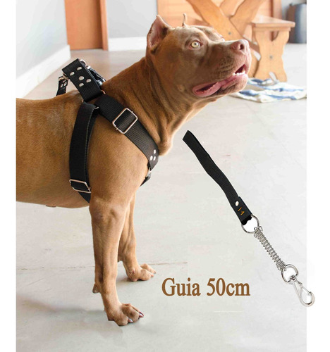 Coleira Peitoral Cachorro 50cm Doberman Pitbull Anti Puxao
