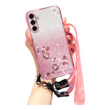 Brillo Brillante Carcasa Cute Funda Para Samsung + Correas