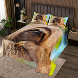 Feelyou Sloth Coverlet Set Colcha Con Patrón De Animal Lindo