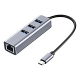 Hub Usb Tipo C De 5 Gbps + Red 10/100/1000 + 3 Puertos Usb 3.0