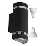 Aplique Bidireccional Artefacto De Pared Curvo Oval De Aluminio Color Negro Apto Exterior Completo Con Leds Luz Fria