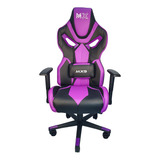 Cadeira De Escritório Mymax Mx9 Gamer Ergonômica  Preta E Violeta Com Estofado Em  Tecido Sintético