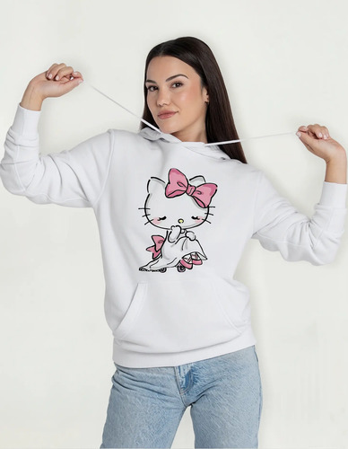 Sudadera Con Gorro Hello Kitty Vestido Moño Rosa