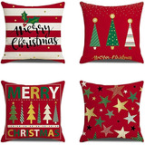 Juego De 4 Fundas De Almohada De Navidad De 45 Cm X 45 Cm