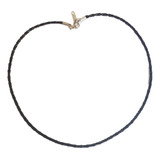 Gargantilha Colar Feminino Choker Couro Trançado Preto 40cm