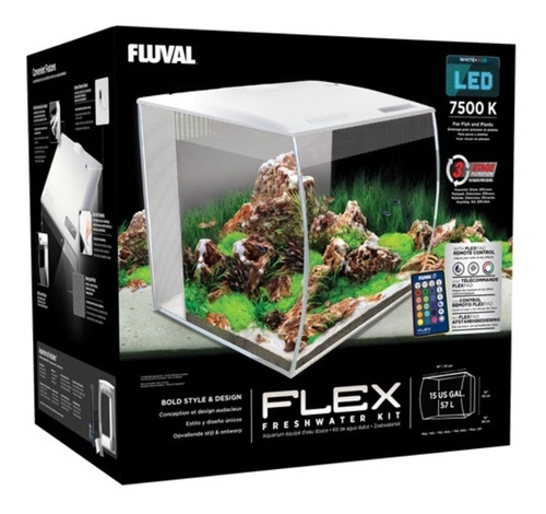 Acuario Fluval Flexpad 57l Frente Curvo Luz Led Filtro Tapa