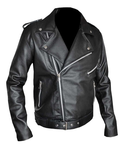 Jaqueta De Couro Legítimo Rock Masculina Motoqueiro Rocker