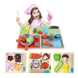 Pack 4 Puzzles Rompecabezas Juguete Cocina De Madera Niñas