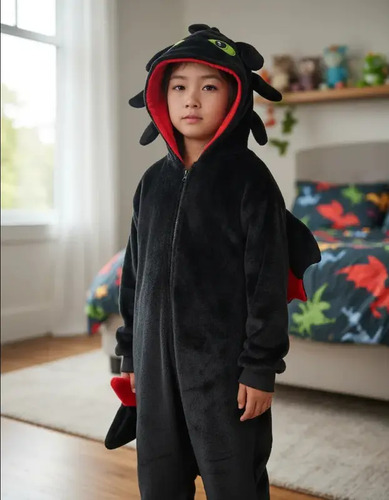 Pijama Kigurumi Mameluco Infantil Dragón Chimuelo Gorro Cola | Envío gratis
