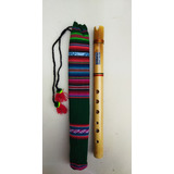 Quena De Bambu + Funda De Tela Multicolor + Colgador Ó Talí