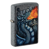 Encendedor Zippo Classic 49776 Dragon And Flame Iron Stone