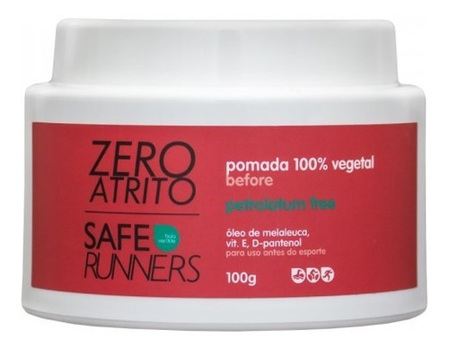 Pomada Safe Runners Zero Atrito 100% Vegetal 100g