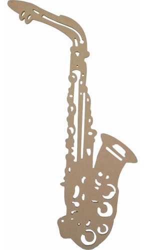 Recorte Saxofone Decoração Aplique Parede 63 Cm Mdf Crú 6mm