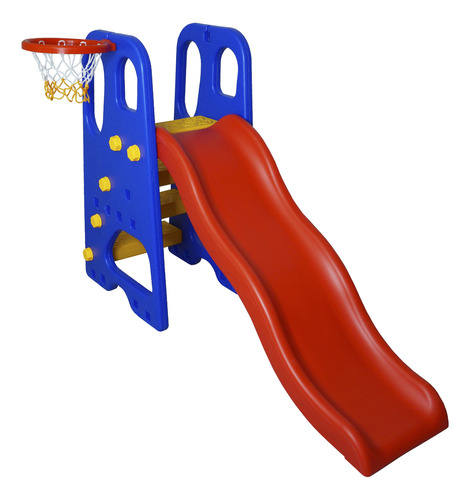 Escorregador Infantil 4 Degraus Playground Plástico + Cesta