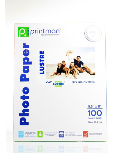 Printman Lustre 8.5x11 100h Papel Fotográfico Profesional 