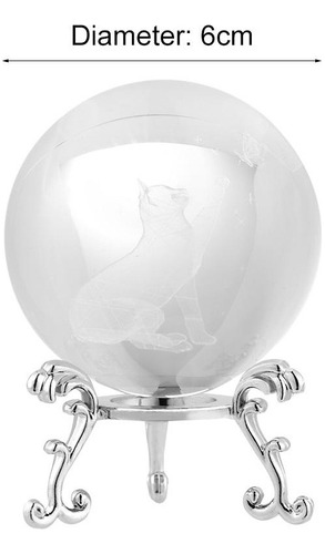 Figura De Gato Art Crystal Sphere, Bola De Cristal En 3d