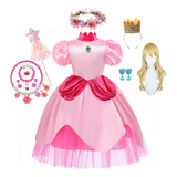 Vestido De Princesa Peach Para Niña  Espectáculo De Disfraz