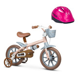 Bicicleta Infantil Aro 12 Mini Antonella Rosa E Capacete 