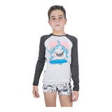 Camiseta Camisa Uv Infantil Sol Proteção Solar Shark Tubarão