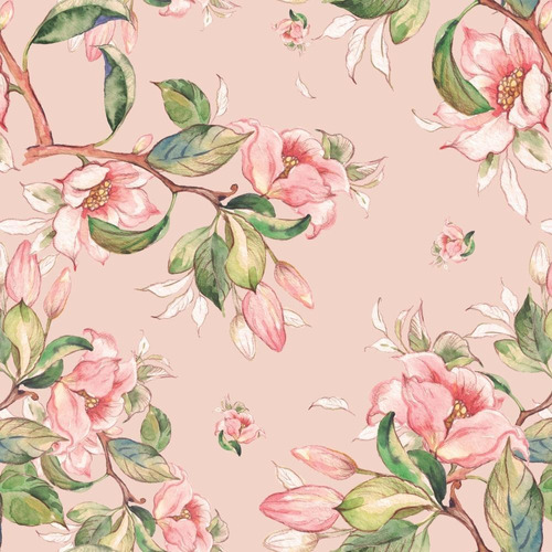 Adesivo De Parede Floral Rosa Lavável Sala Quarto Rolo 2,5m